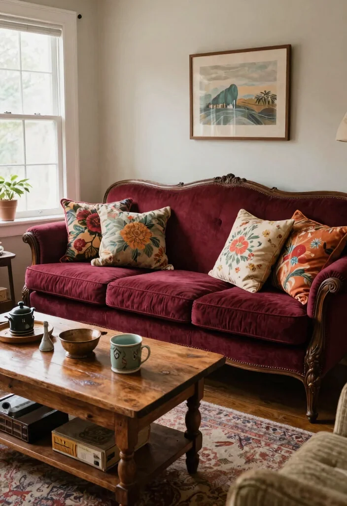 26 Couch Sets That Make Decorating Your Living Room Easy - 10. Vintage Vibes with Antique Finds 1