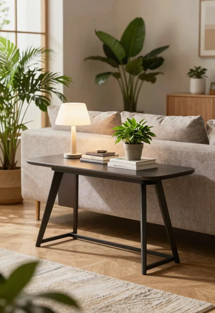 26 Couch Sets That Make Decorating Your Living Room Easy - 17. Space-Saving Sofa Tables 1