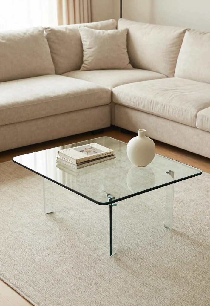 26 Glass Coffee Table Ideas That Open Up Your Living Room - 18. Compact Glass Tables Perfect for Angled Spaces 1