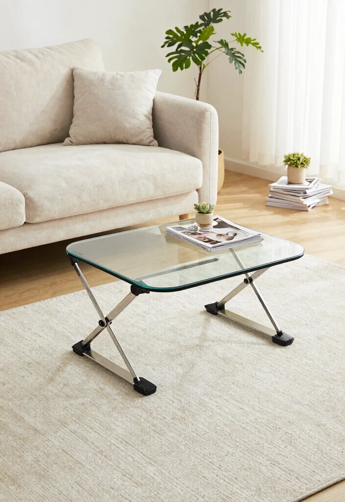 26 Glass Coffee Table Ideas That Open Up Your Living Room - 21. Foldable Glass Coffee Tables 1