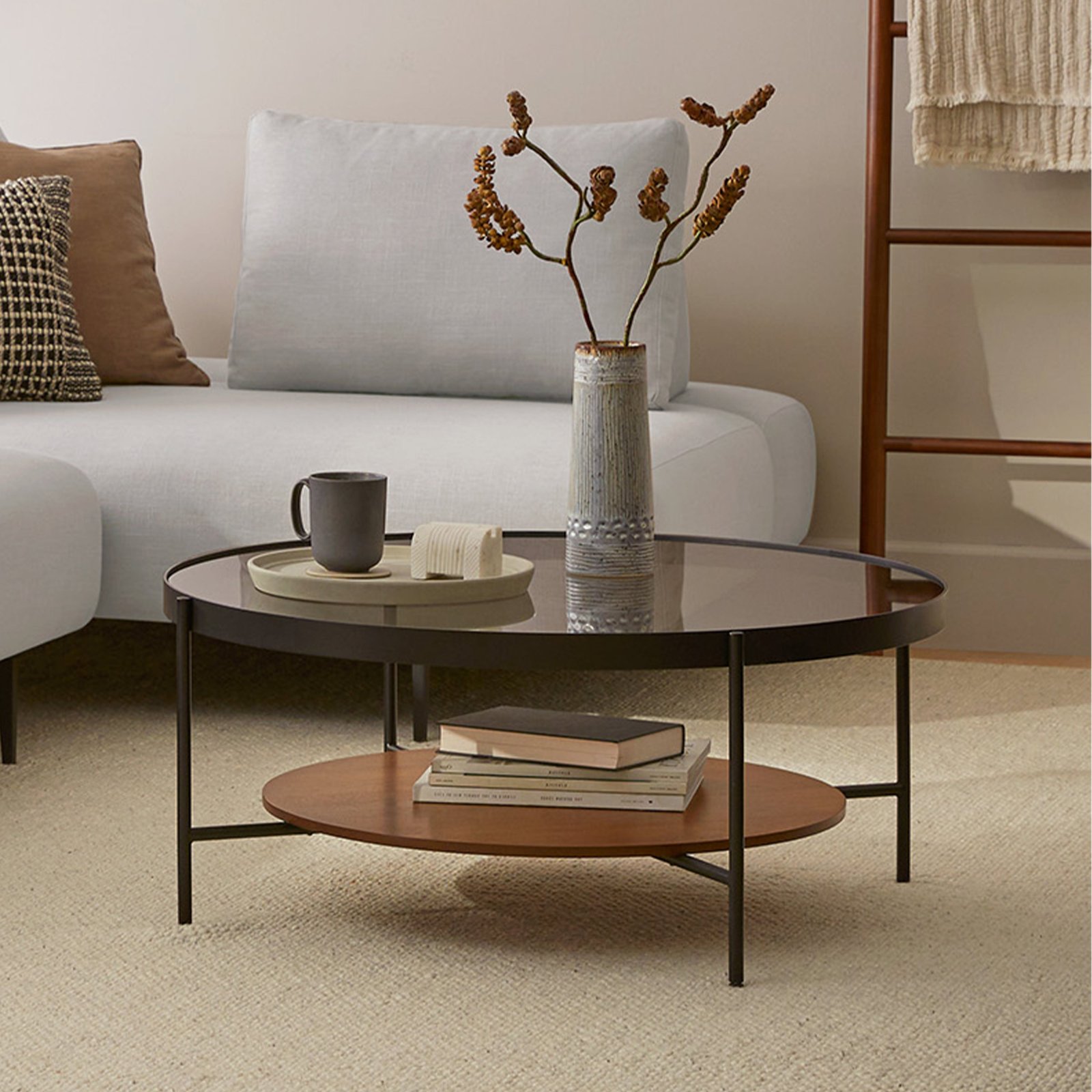 26 Glass Coffee Table Ideas That Open Up Your Living Room - 4. Round Glass Coffee Tables 1
