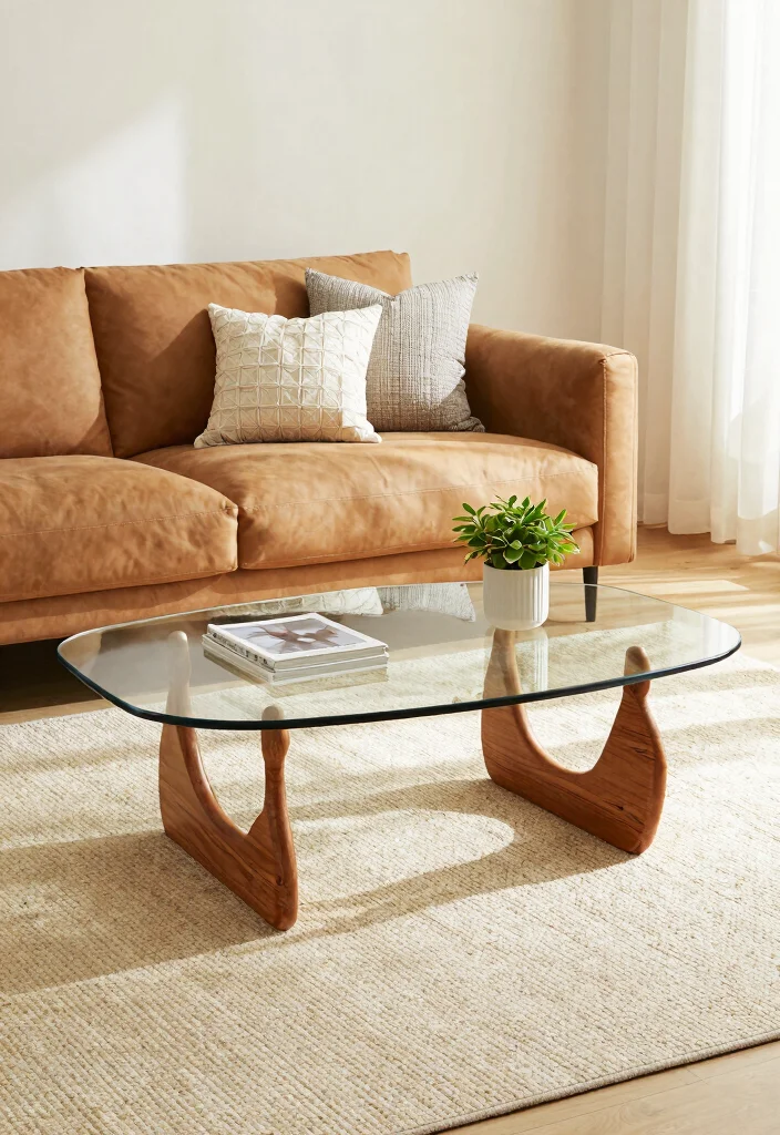 26 Glass Coffee Table Ideas That Open Up Your Living Room - 8. Coffee Tables with Glass Tops and Wooden Bases 1