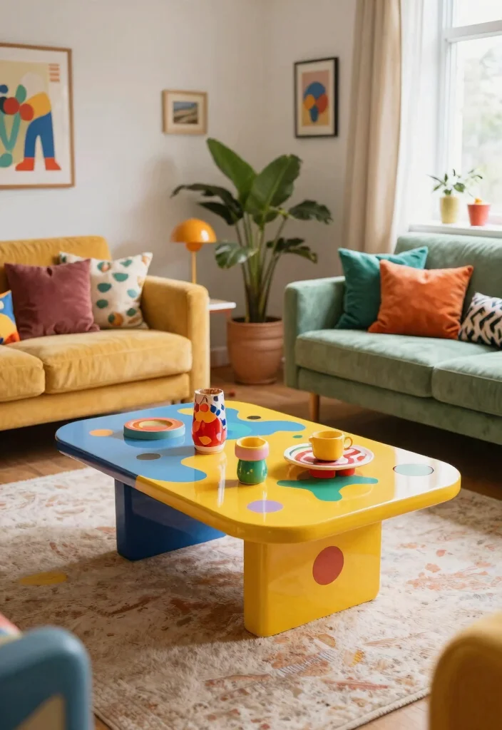 26 Large Coffee Tables That Make a Statement - 22. Retro-Inspired Coffee Table 1