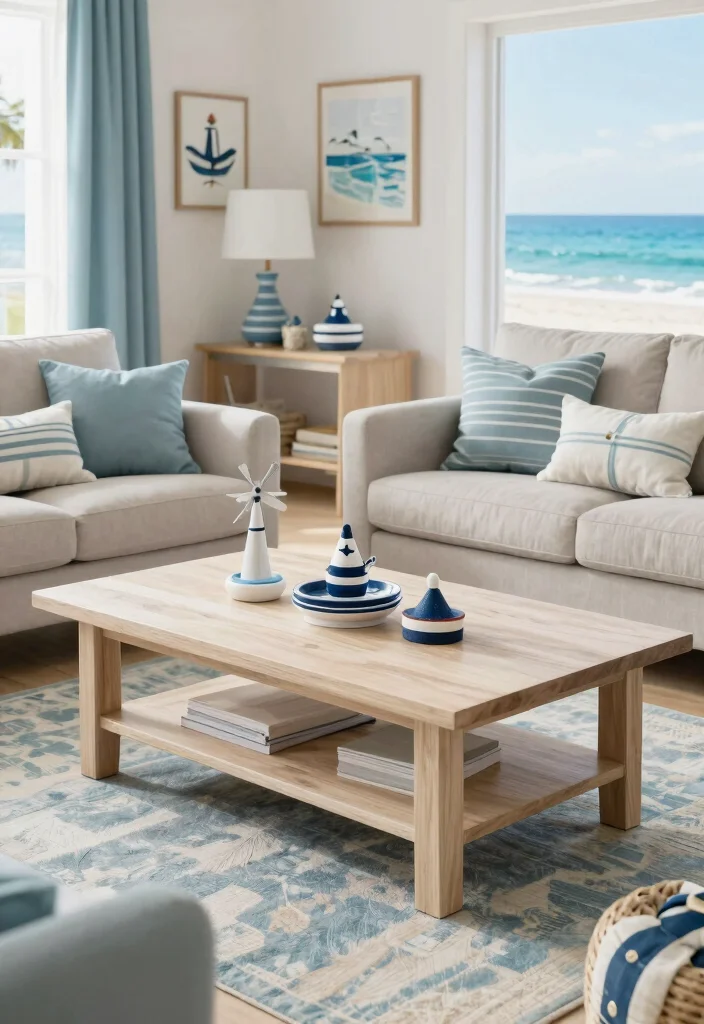 26 Large Coffee Tables That Make a Statement - 26. Coastal-Inspired Coffee Table 1