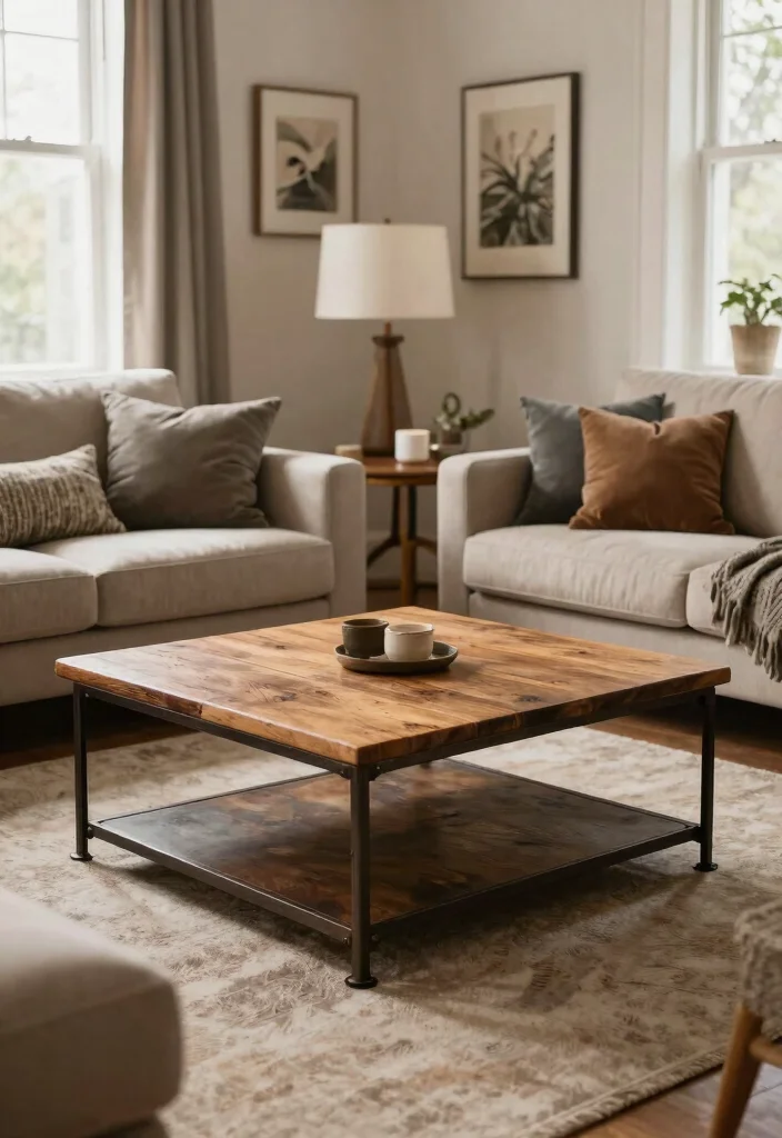 26 Large Coffee Tables That Make a Statement - 5. Vintage Industrial Table 1