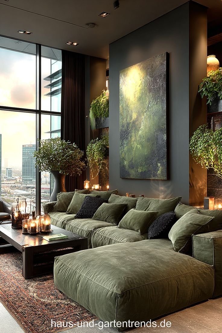 26 Leather Sectional Ideas for a Luxe Living Room - 10. Nature-Inspired Haven 1