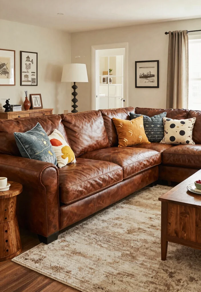 26 Leather Sectional Ideas for a Luxe Living Room - 15. Family-Friendly Fun 1