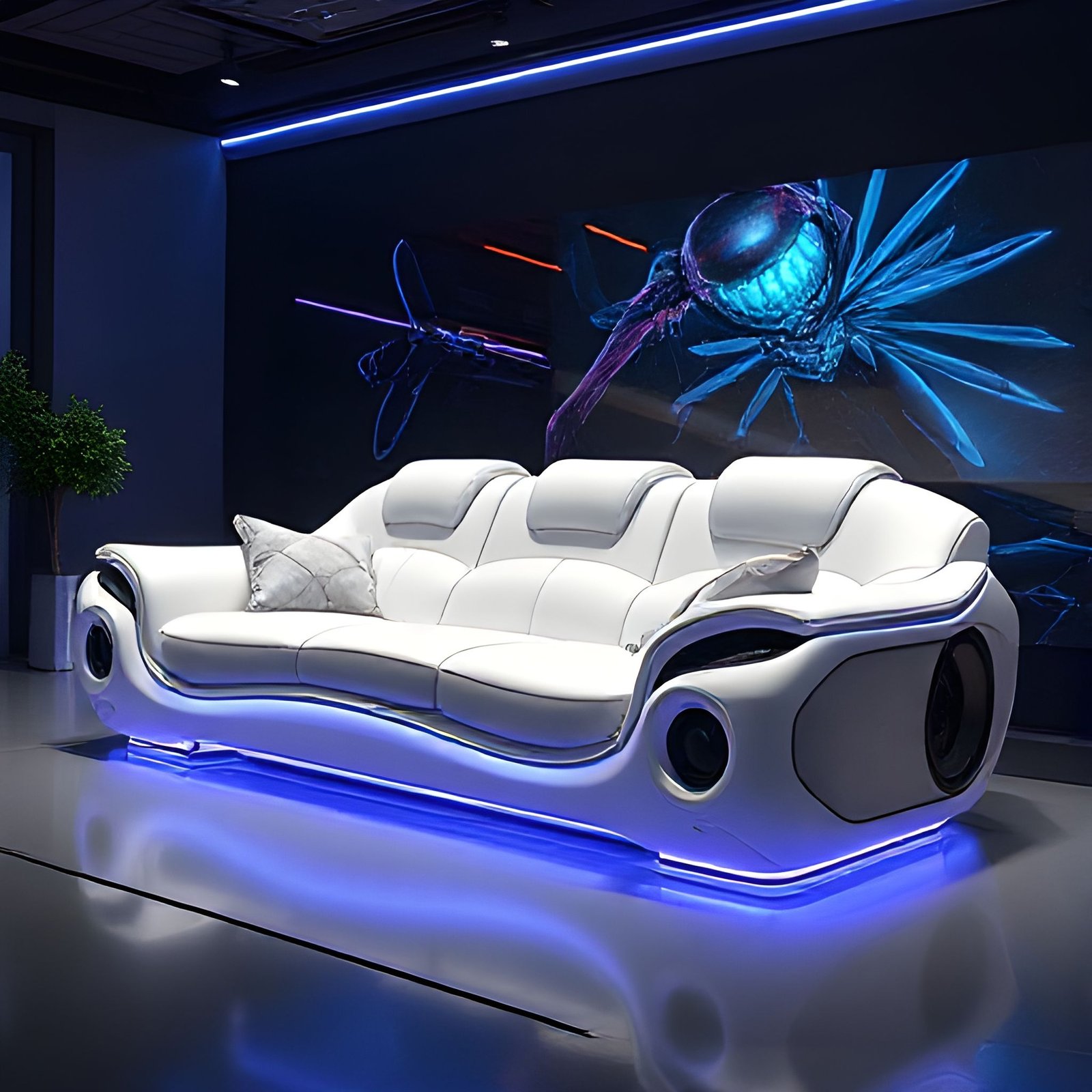 26 Leather Sectional Ideas for a Luxe Living Room - 18. Futuristic Flair 1