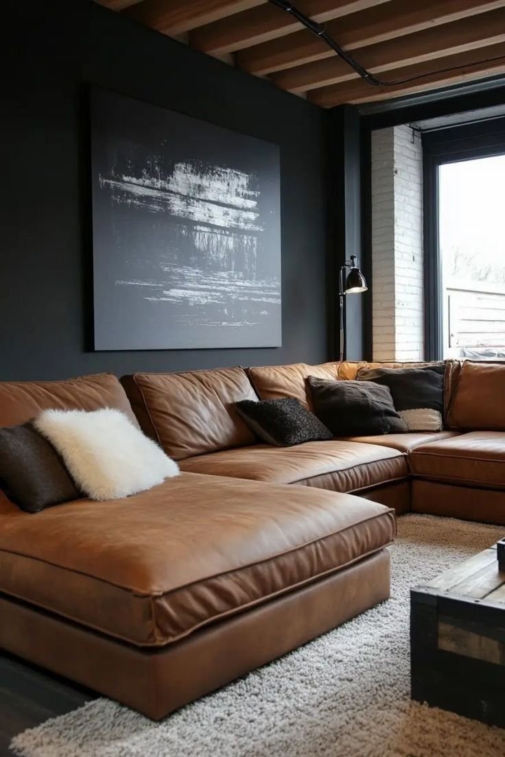 26 Leather Sectional Ideas for a Luxe Living Room - 24. Cozy Corners 1
