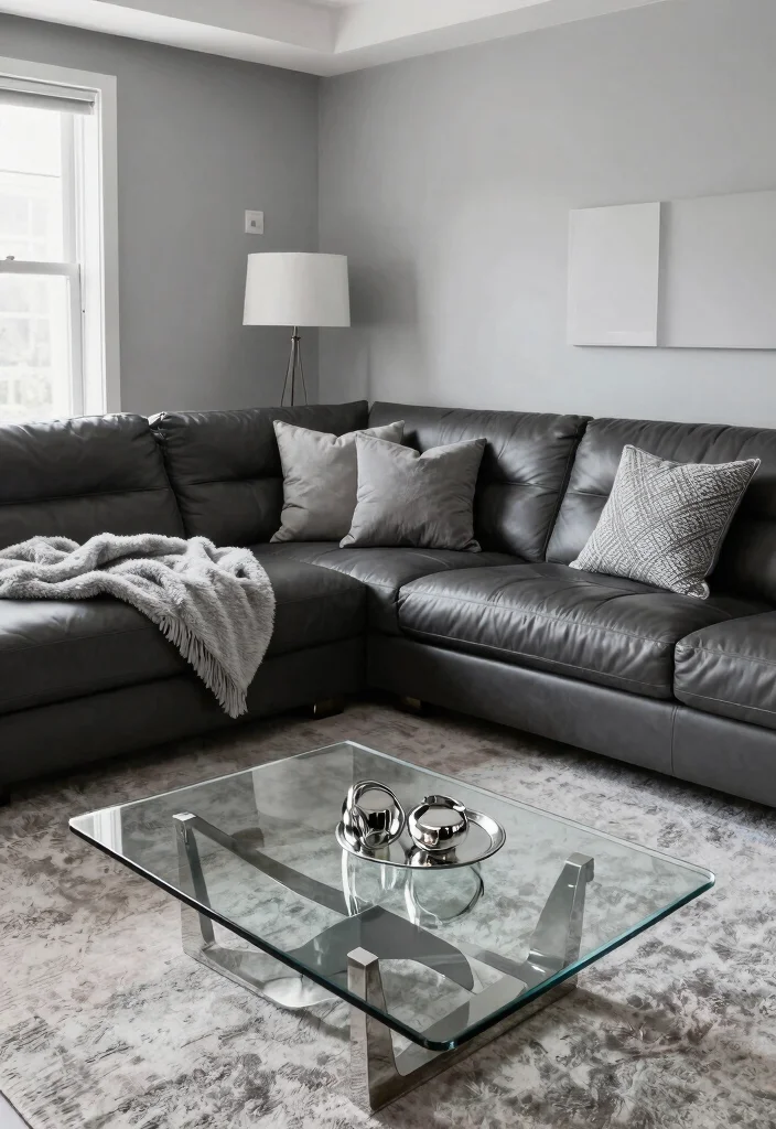 26 Leather Sectional Ideas for a Luxe Living Room - 5. Sophisticated Gray Tones 1