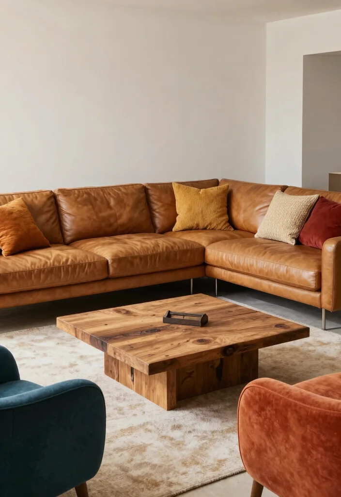 26 Leather Sectional Ideas for a Luxe Living Room - 6. Timeless Leather with a Twist 1