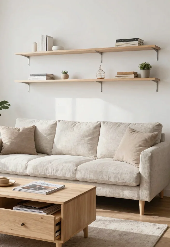 26 Linen Couch Ideas for a Relaxed - 17. Smart Storage Solutions 1