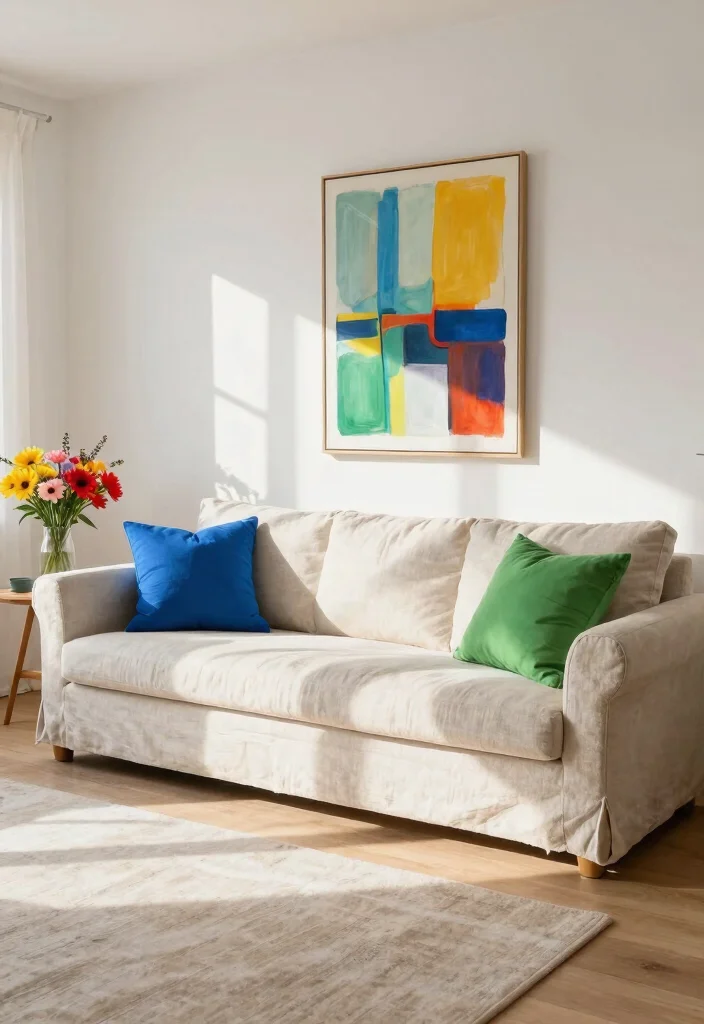 26 Linen Couch Ideas for a Relaxed - 2. Adding Bold Accent Colors 1