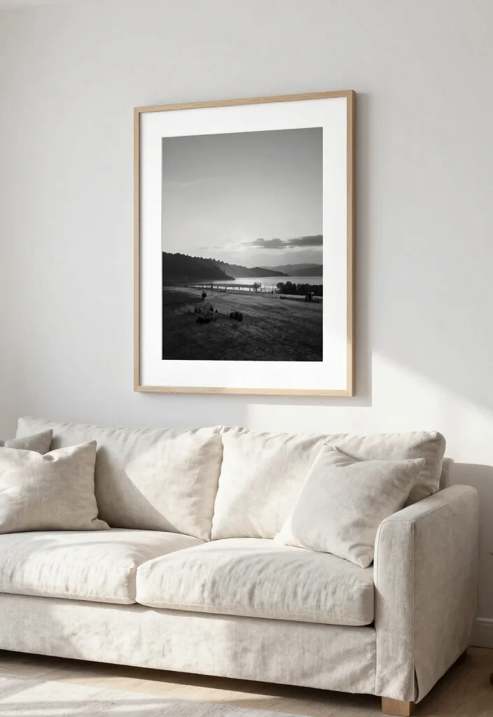 26 Linen Couch Ideas for a Relaxed - 6. Minimalist Artwork 1