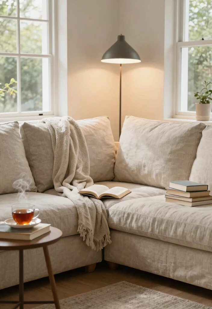 26 Linen Couch Ideas for a Relaxed - 7. Cozy Reading Nooks 1