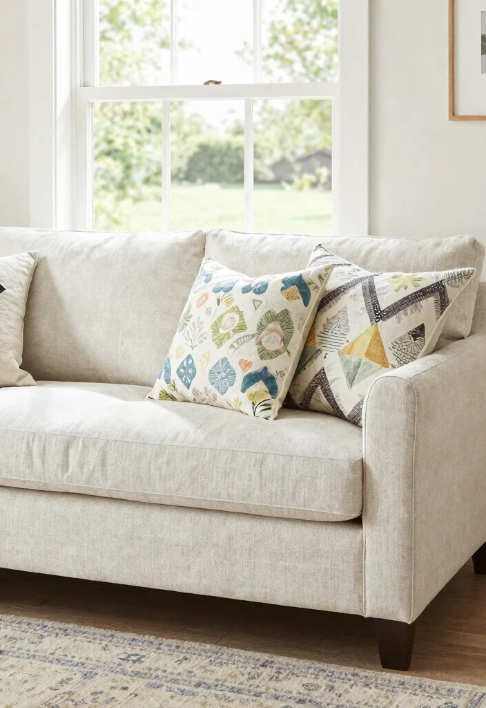 26 Linen Couch Ideas for a Relaxed - 8. Playful Patterns 1