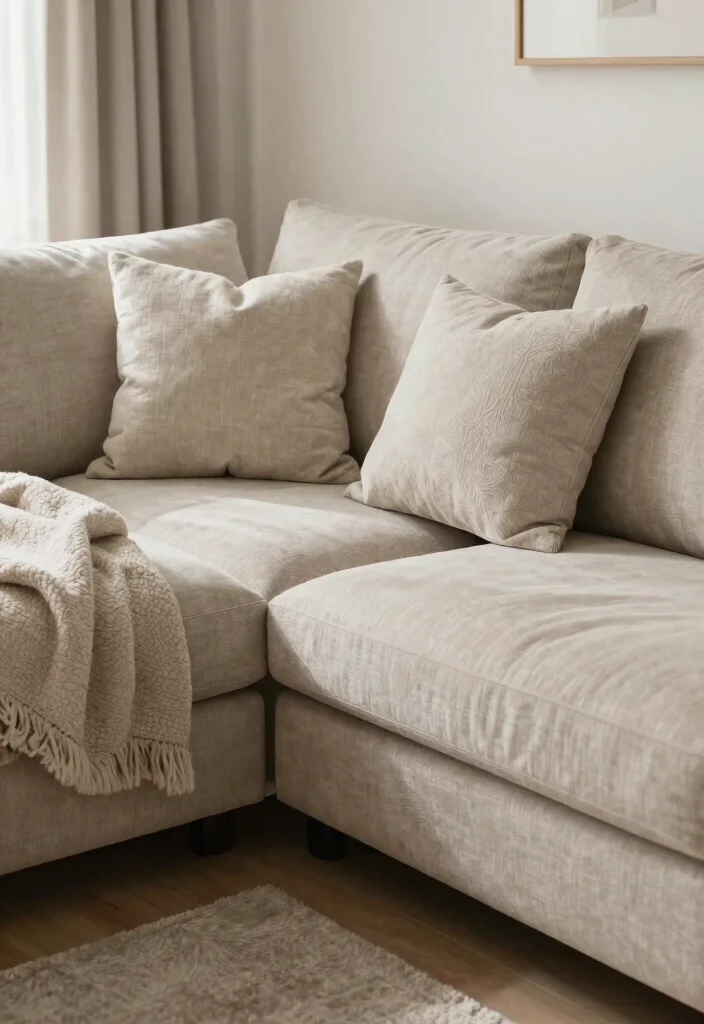 26 Neutral Tone Sectional Sofas for a Timeless Living Room - 22. Soft and Inviting Fabrics 1