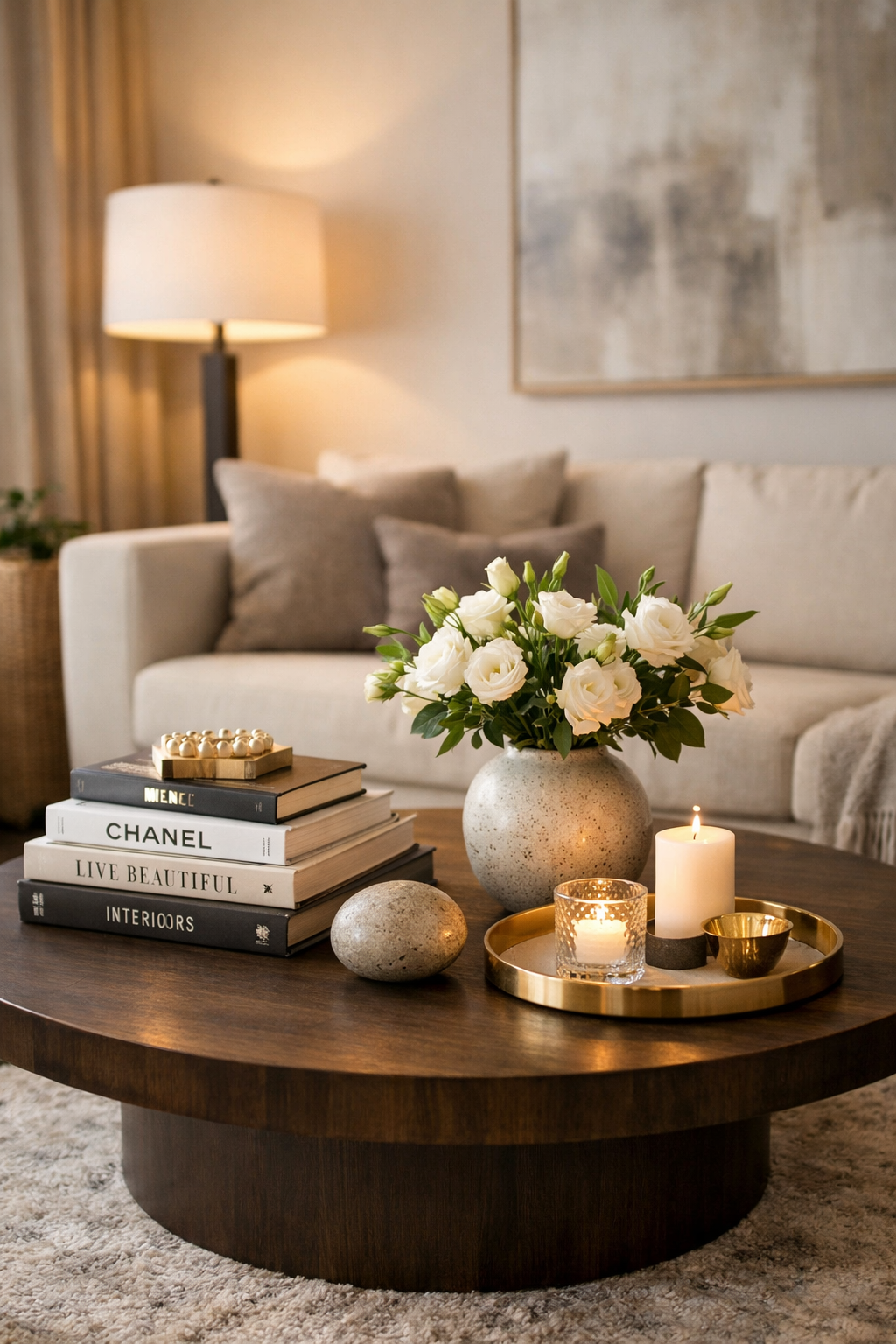 26 Round Coffee Table Ideas to Soften Your Living Room - 15. Fun with Footstools 1