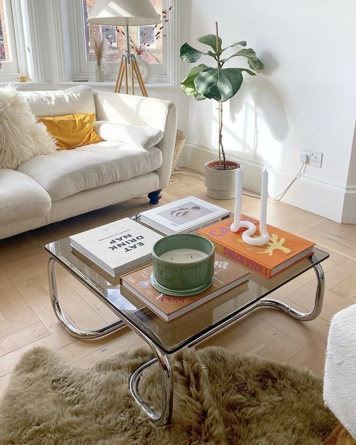 26 Round Coffee Table Ideas to Soften Your Living Room - 22. Bright Whites 1