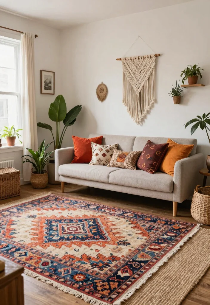 27 Best 8x10 Rugs for Every Living Room Style - 14. Layered Rugs for a Bohemian Touch 1