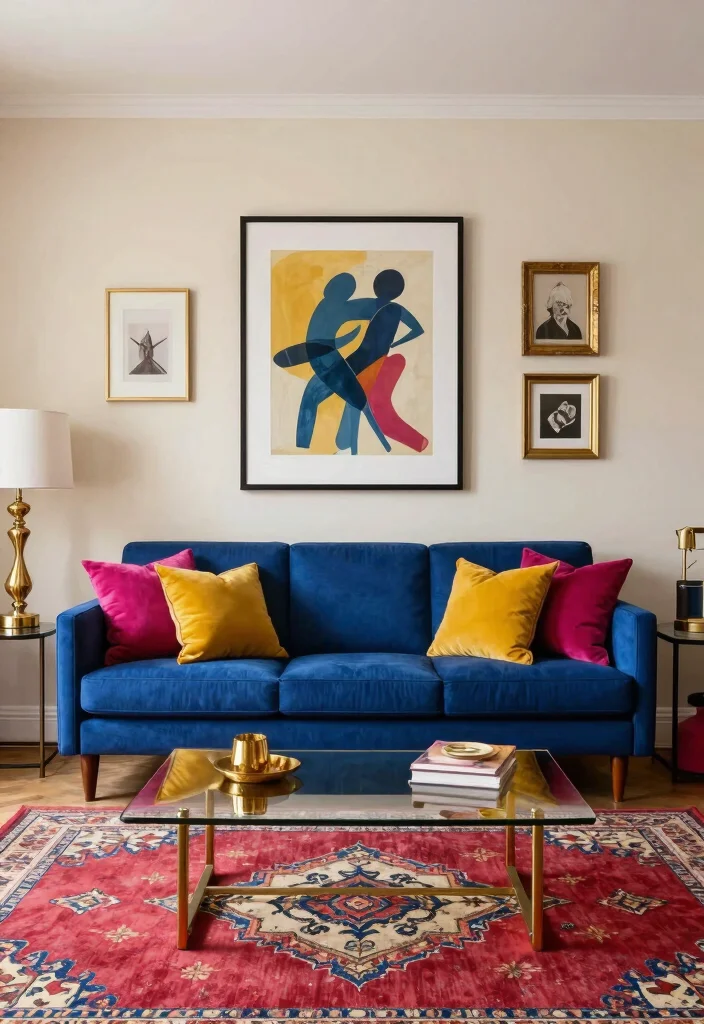 27 Blue Sofas Living Room Ideas That Steal the Show - 4. Bold Contrasts 1