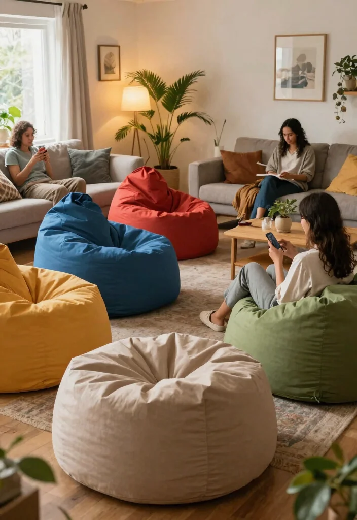 27 Comfort Furniture Picks for a Cozy Living Room - 17. Colorful Bean Bags 1