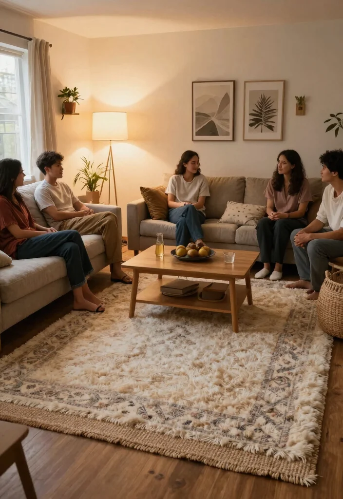 27 Comfort Furniture Picks for a Cozy Living Room - 4. Soft Textured Rugs 1