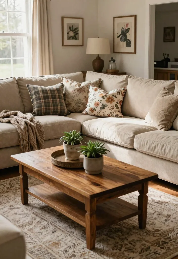 27 Farmhouse Modular Sectional Sofa Ideas to Copy Now - 1. Modular Sectional with Farmhouse Textiles 1