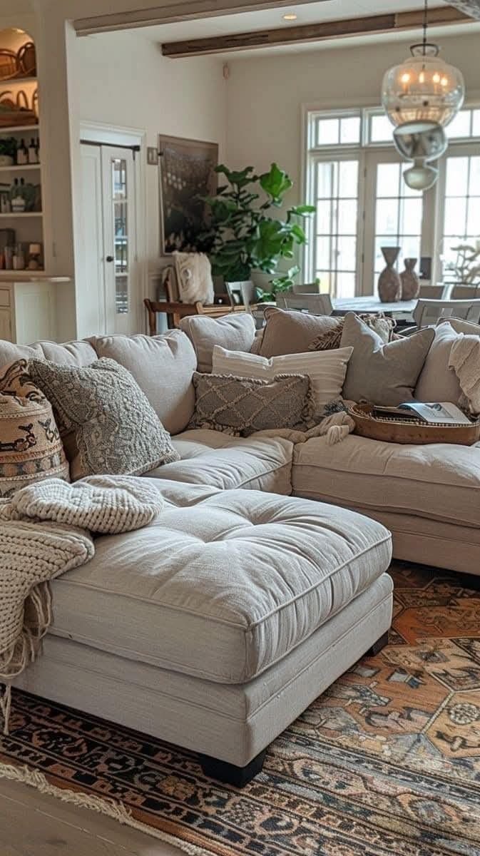 27 Farmhouse Modular Sectional Sofa Ideas to Copy Now - 16. Incorporating Natural Elements 1
