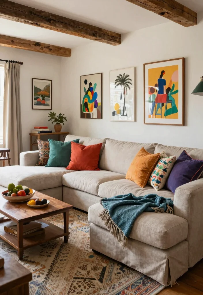 27 Farmhouse Modular Sectional Sofa Ideas to Copy Now - 18. Combining Styles for Eclectic Appeal 1