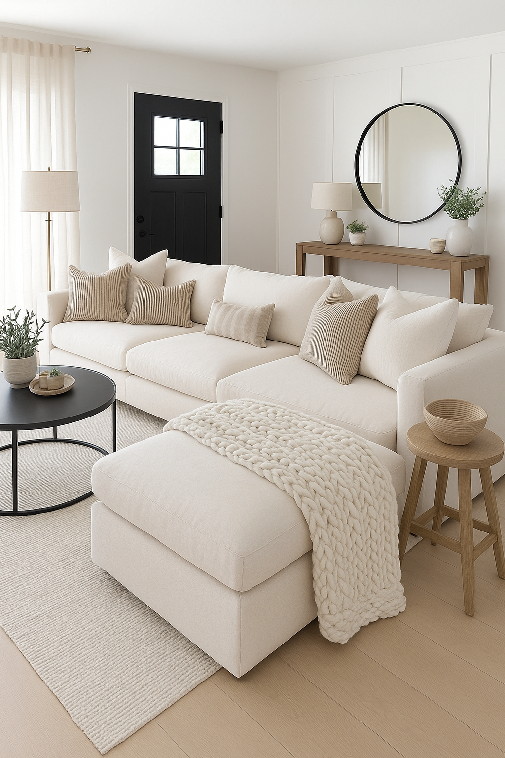 27 Farmhouse Modular Sectional Sofa Ideas to Copy Now - 19. Minimalist Approach to Farmhouse Style 1