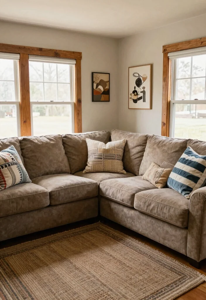 27 Farmhouse Modular Sectional Sofa Ideas to Copy Now - 20. Personal Touch with DIY Decor 1