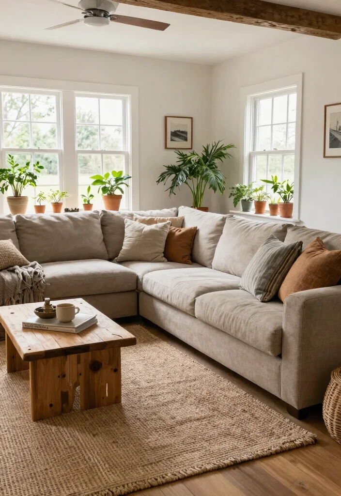 27 Farmhouse Modular Sectional Sofa Ideas to Copy Now - 27. Embracing the Outdoors Inside 1
