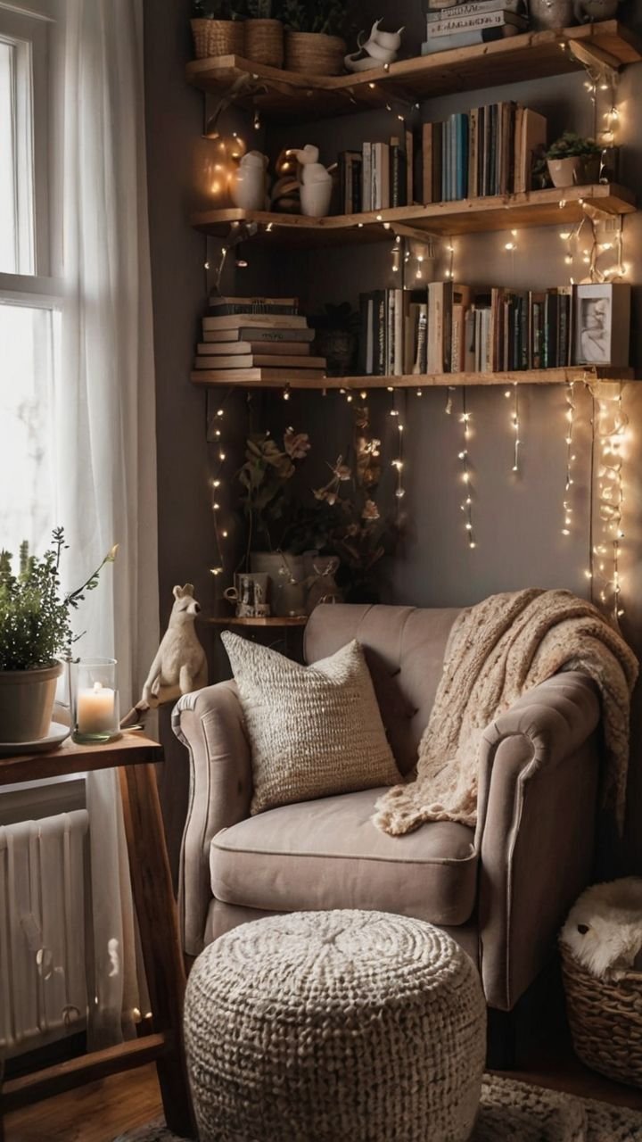 27 Grey Modern Couch Ideas for a Sleek Living Room - 12. Inviting Reading Nook 1