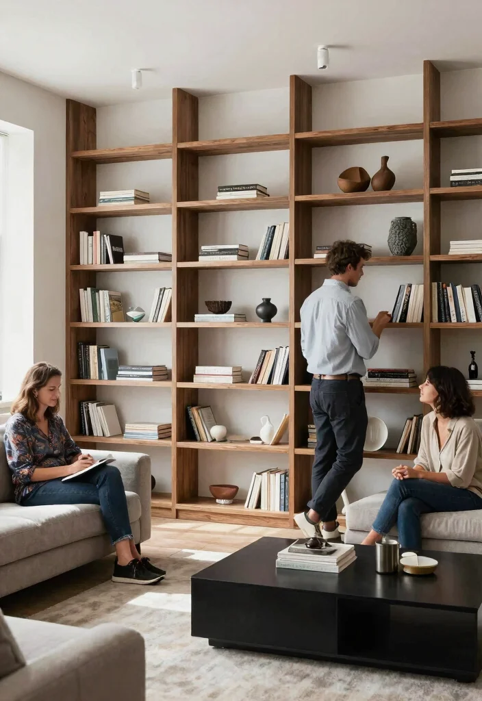 27 Large Living Room Bookshelf Ideas for Book Lovers - 24. Open Ladder Style Bookshelves 1