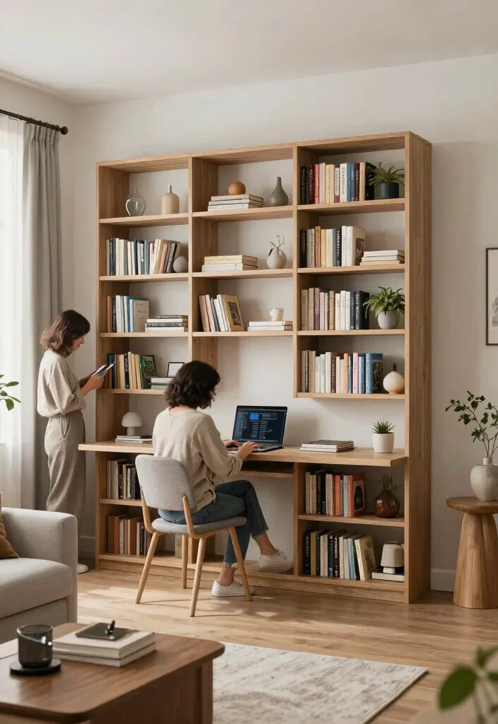 27 Large Living Room Bookshelf Ideas for Book Lovers - 4. Multi-Functional Bookshelves 1