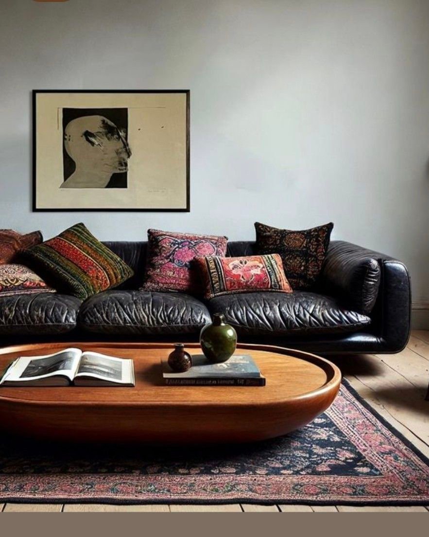 27 Leather Couches Living Room Ideas for Every Aesthetic - 10. Chic and Eclectic: Mixing Styles with Leather 1