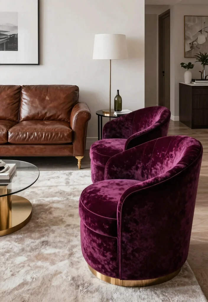 27 Leather Couches Living Room Ideas for Every Aesthetic - 13. Textured Contrast: Velvet and Leather Combo 1
