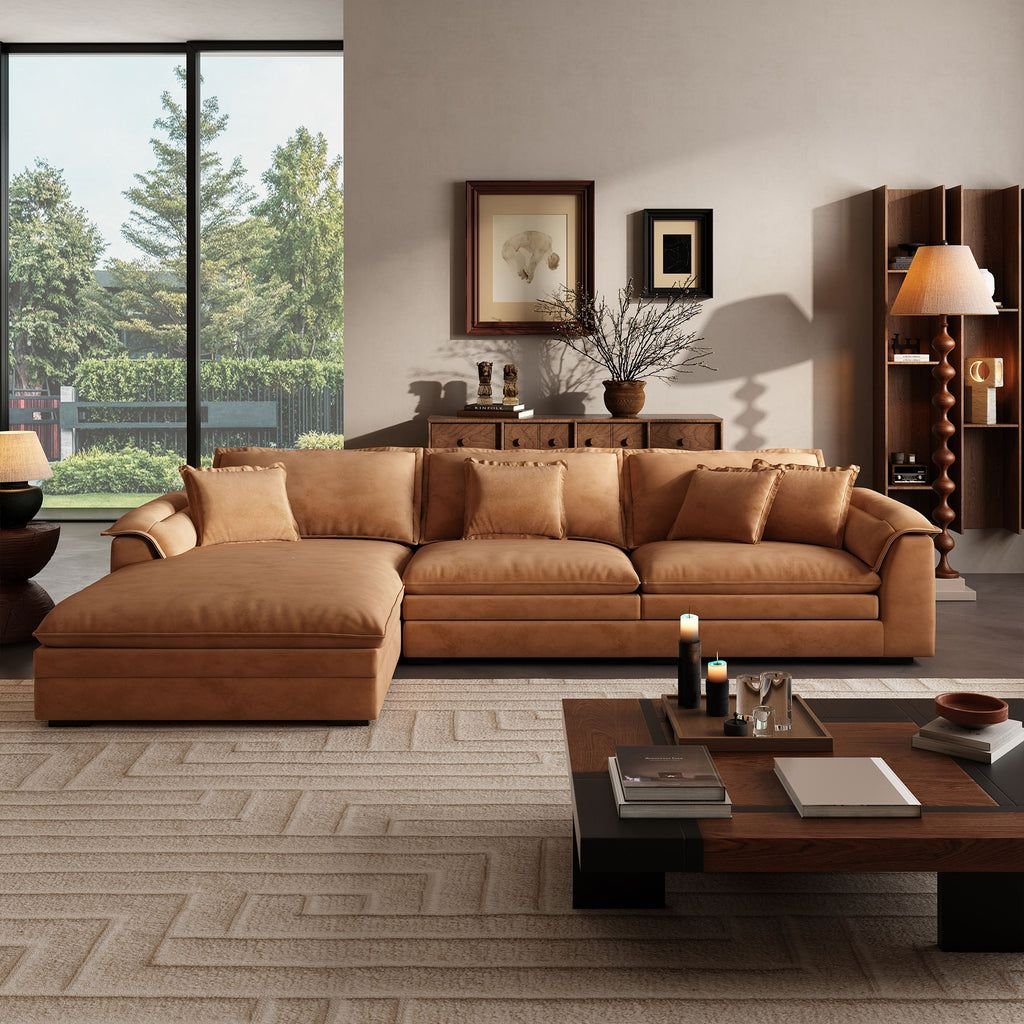 27 Leather Couches Living Room Ideas for Every Aesthetic - 14. Contemporary Cool: Leather Sectional Ideas 1