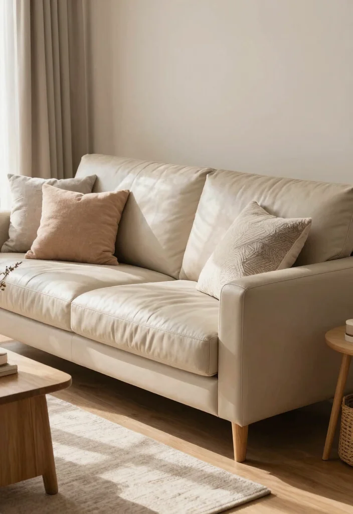 27 Leather Couches Living Room Ideas for Every Aesthetic - 15. Warm Neutrals: Soft Leather Shades 1