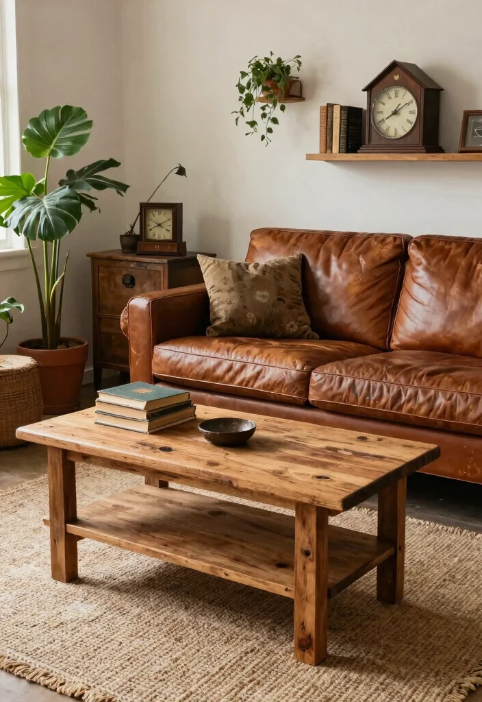 27 Leather Couches Living Room Ideas for Every Aesthetic - 3. Rustic Charm: Reclaimed Wood and Leather 1