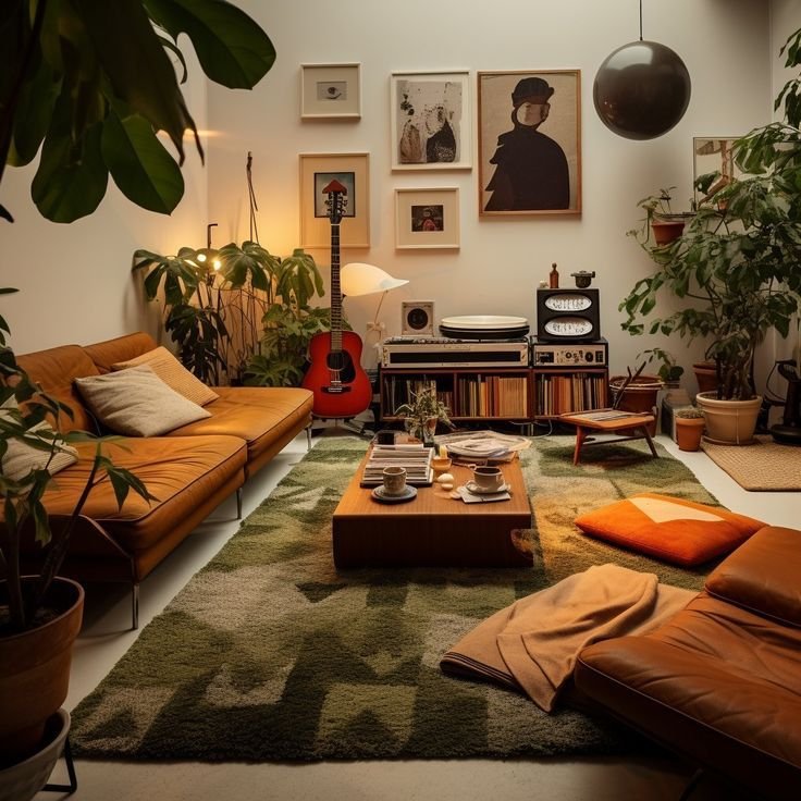 27 Leather Couches Living Room Ideas for Every Aesthetic - 4. Bohemian Bliss: Leather and Colorful Textiles 1