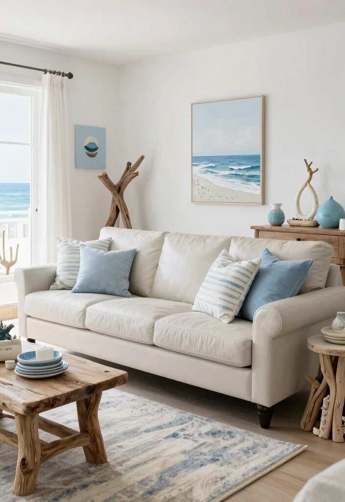27 Leather Couches Living Room Ideas for Every Aesthetic - 9. Coastal Living: Beachy Leather Aesthetic 1