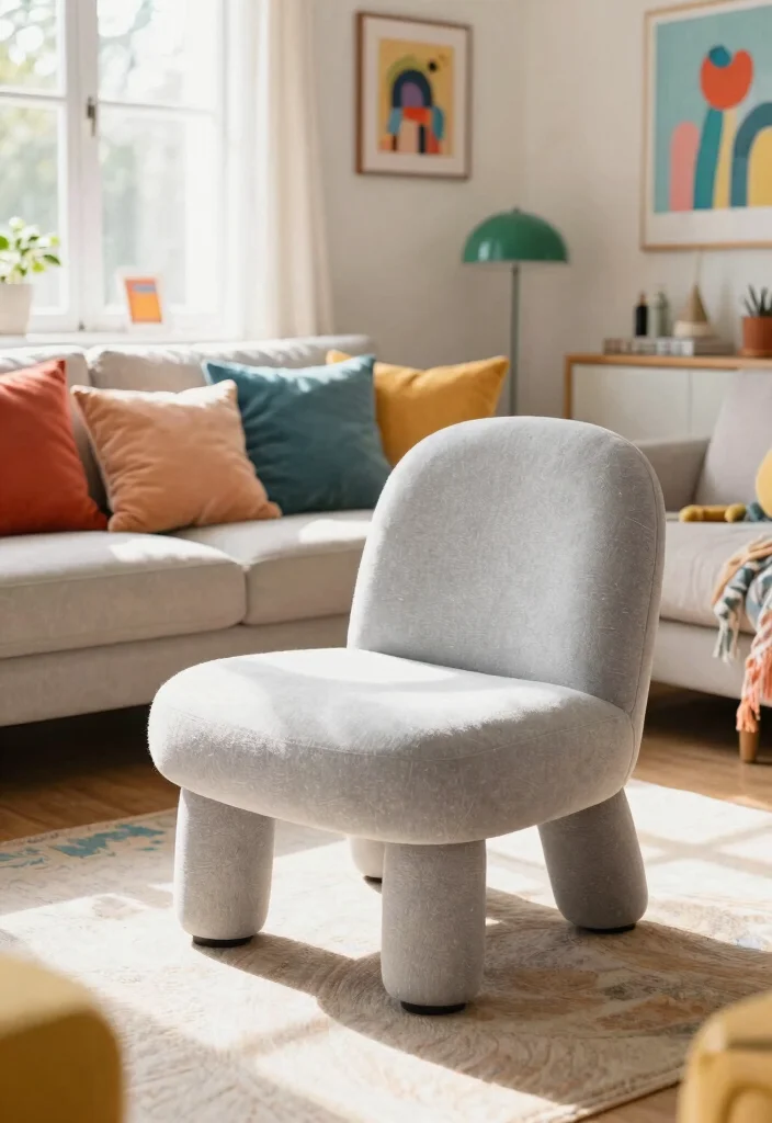 27 Light Grey Chairs for a Calm - 12. Retro-Inspired Chair 1