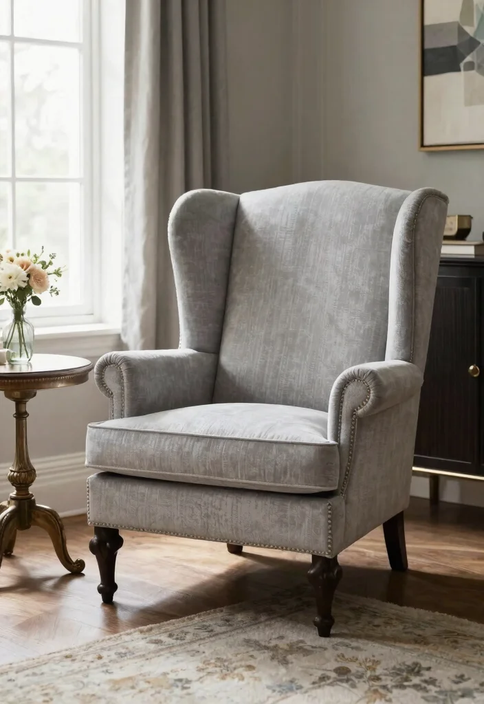 27 Light Grey Chairs for a Calm - 19. Vintage Wingback Chair 1