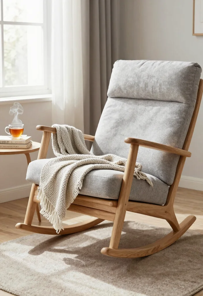 27 Light Grey Chairs for a Calm - 4. Scandinavian Rocking Chair 1