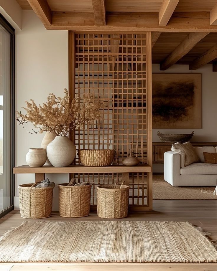 27 Living Room Divider Ideas to Define Your Open Space - 1. Bamboo Screens for a Natural Touch 1