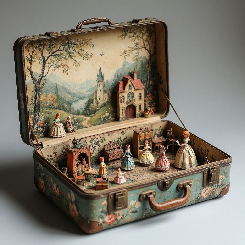 27 Living Room Divider Ideas to Define Your Open Space - 12. Vintage Suitcases for Quirky Charm 1