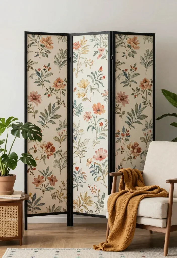 27 Living Room Divider Ideas to Define Your Open Space - 14. Folding Screens for Easy Setup 1