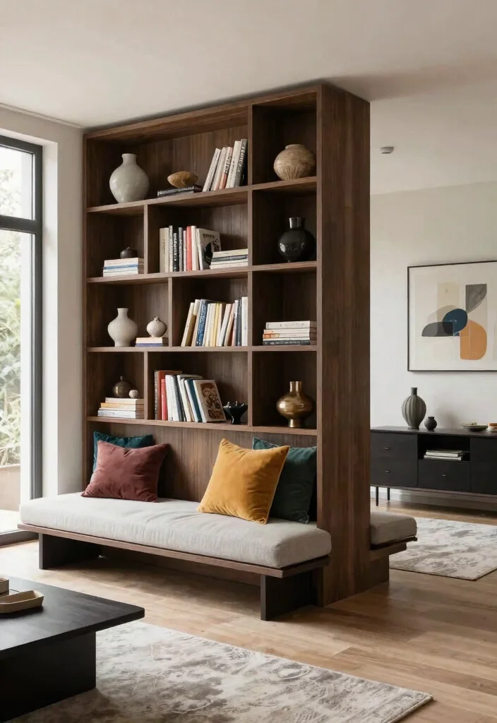 27 Living Room Divider Ideas to Define Your Open Space - 15. Multi-Functional Furniture as Dividers 1